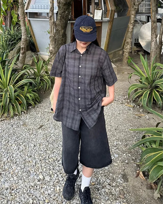 (Unisex) Tartan Check Half Shirt