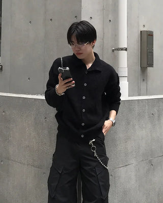 Soft polo knit cardigan
