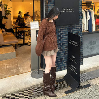 Shoulder ribbon knit