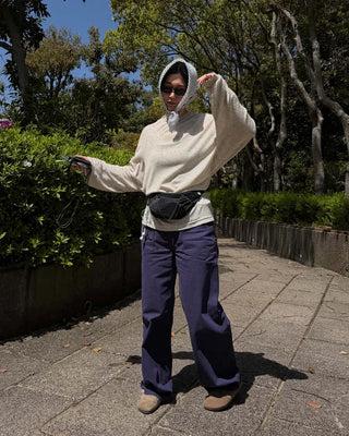 Cotton herringbone pants