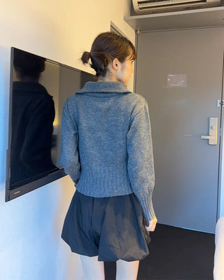 Double-zip ribbed knit top