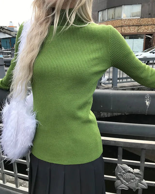 Half-neck long-sleeve T-shirt