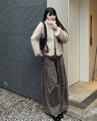High-neck fur jacket
