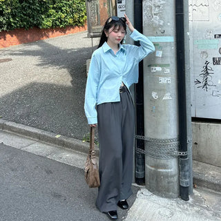 One-pocket cropped shirt