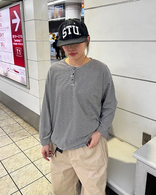 Striped Henley Neck T-shirt