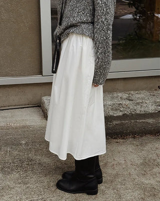 Cotton frill midi skirt