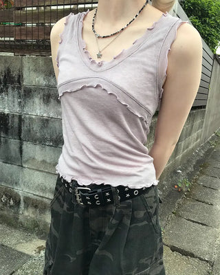 Frill neck layered sleeveless top