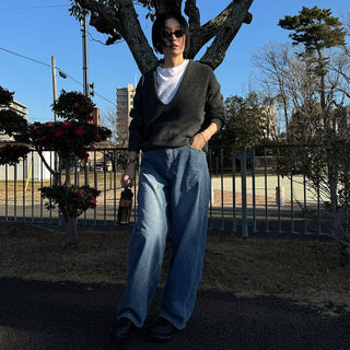 Dart detail balloon denim pants