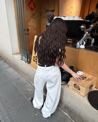 Ribbon back pocket balloon pants