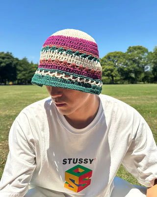 Rainbow Knit Bucket Hat