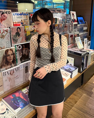 Polka Dot See-Through Long Sleeve T-Shirt