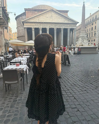 Polka dot tiered mini dress