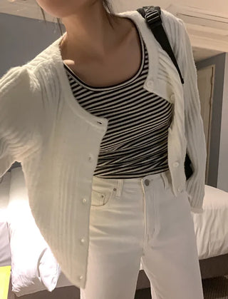 Slim-fit ribbed knit cardigan