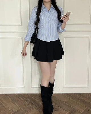Striped Crop Long Sleeve Shirt