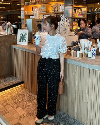 Embossed puff blouse