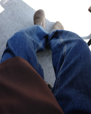 Semi-wide denim pants