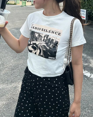 RADIO Lettering Cropped T-Shirt