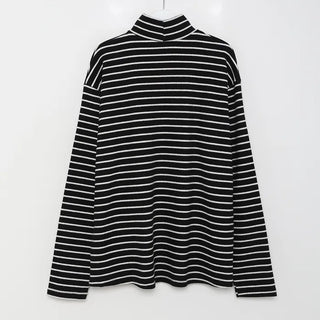 Half-neck striped T-shirt