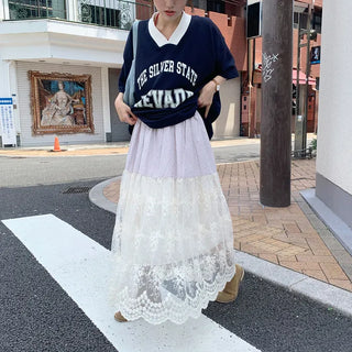 Half-lace long skirt