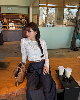 Slit denim pants