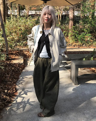 Side Yoke Wide Cotton Pants