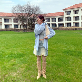 Vintage denim mini skirt