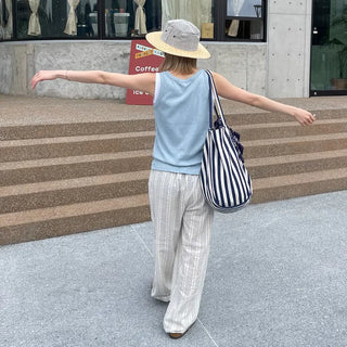 Striped wide-leg pants
