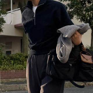 Fleece cropped half-zip pullover
