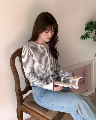 Ribbed border cardigan