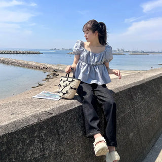 2-way short-sleeved blouse