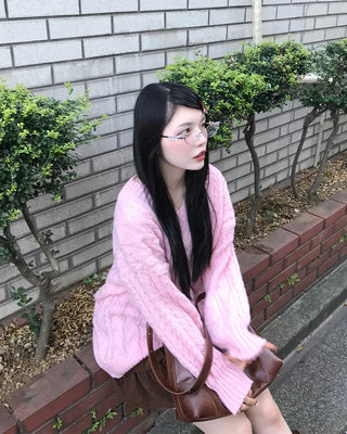 Cable Rib Hem Oversized Knit