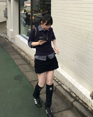 T-shirt layered check shirt