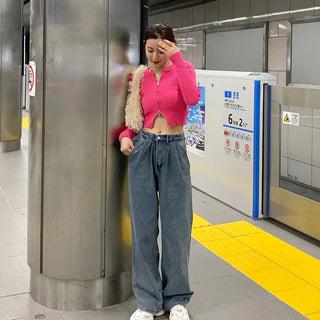 Rib-knit zip-up