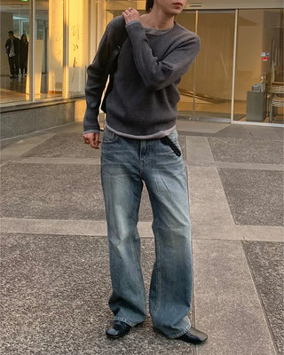 Ribbed Point Layered Knit