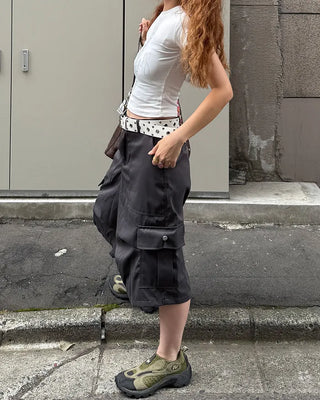 Tucked cargo Bermuda cotton pants