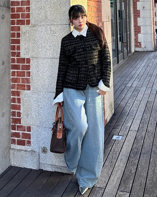 Loose-fit tweed jacket