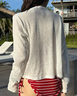 Two-button sheer cardigan