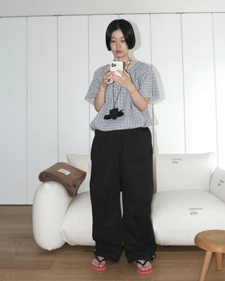 Checked string blouse
