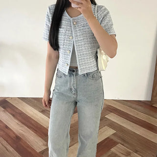 Tweed short-sleeved jacket