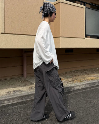 Cargo wide nylon pants