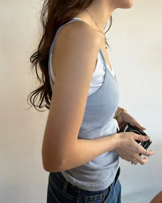 Cropped perforated tank top