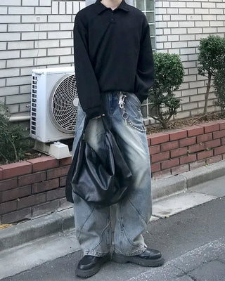 Basic long-sleeved polo shirt