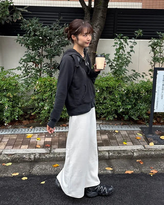 Ribbed long skirt