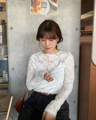Flower sheer T-shirt