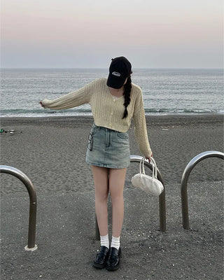 Cable Cropped Cardigan