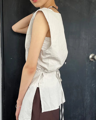 Shirred sleeveless blouse