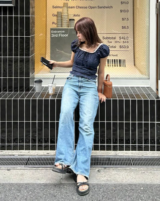 Dot smoke short-sleeved blouse