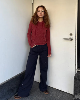 Slim-fit knit hoodie