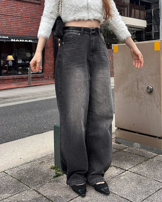 Oversized wide denim pants