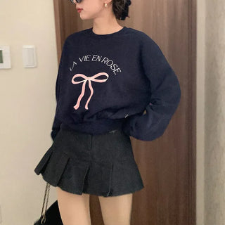 Pleated denim mini skirt
